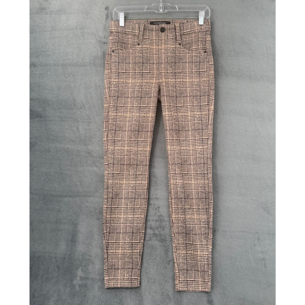 Liverpool Pants Womens Size 2 26 Glen Plaid Skinny Office Career Stretch Pockets